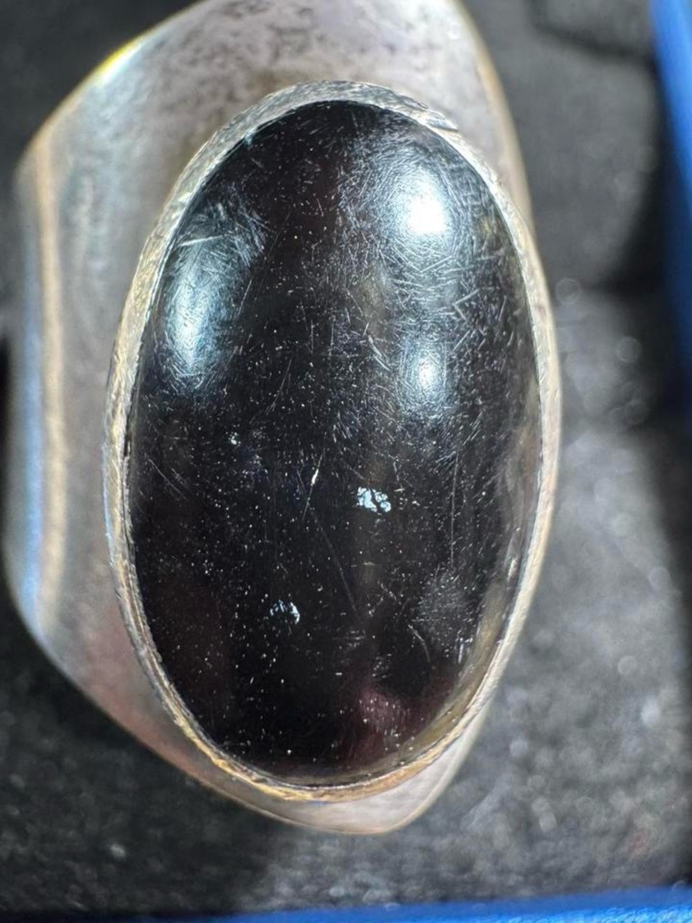 925 Sterling Silver Black Onyx Modernist Ring Brutalist Statement Wide Band Sz 6 - Picture 3 of 6